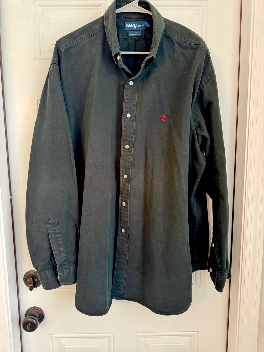Ralph Lauren Black Button-Down Shirt with Red Pony Logo